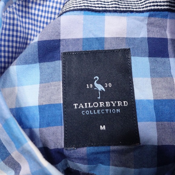 TAILORBYRD COLLECTION BLUE CHECK BUTTON DOWN SHIRT MENS SIZE M MEDIUM - Picture 6 of 7